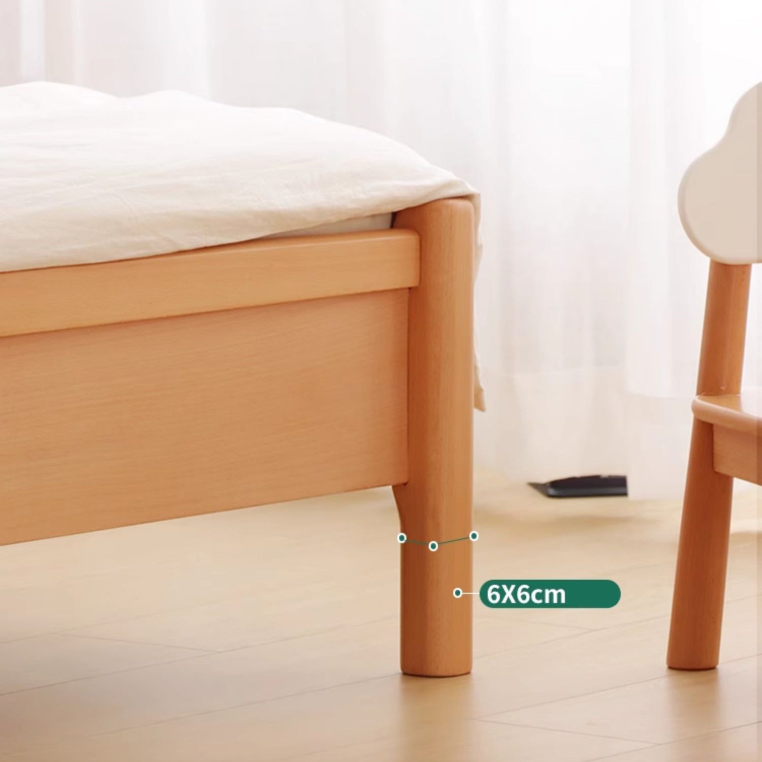 Elegant Bed Frame in Natural Beech and Pine Wood - Durable and Stylish fslmz-1084