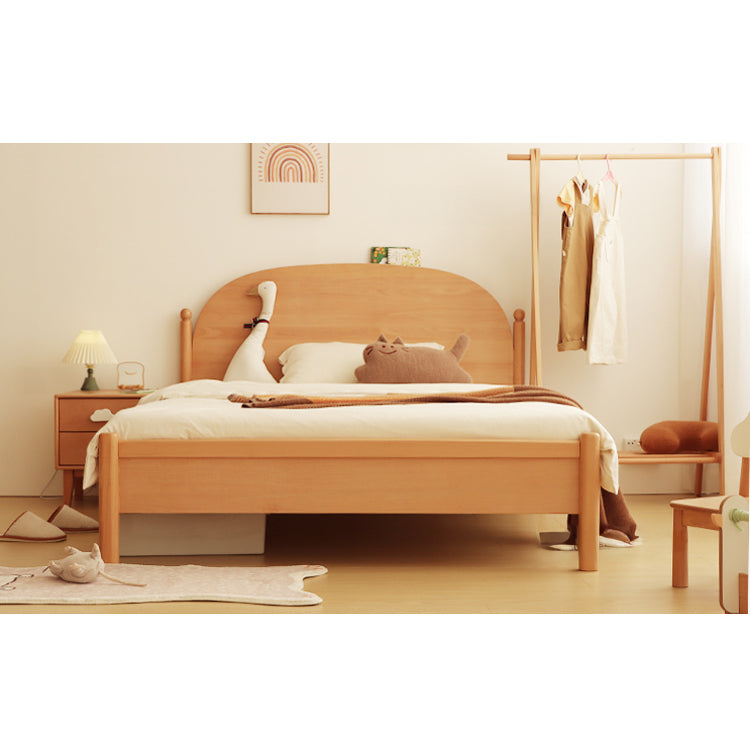 Elegant Bed Frame in Natural Beech and Pine Wood - Durable and Stylish fslmz-1084