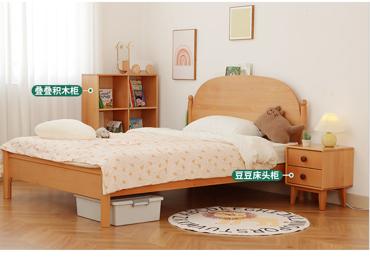 Elegant Bed Frame in Natural Beech and Pine Wood - Durable and Stylish fslmz-1084