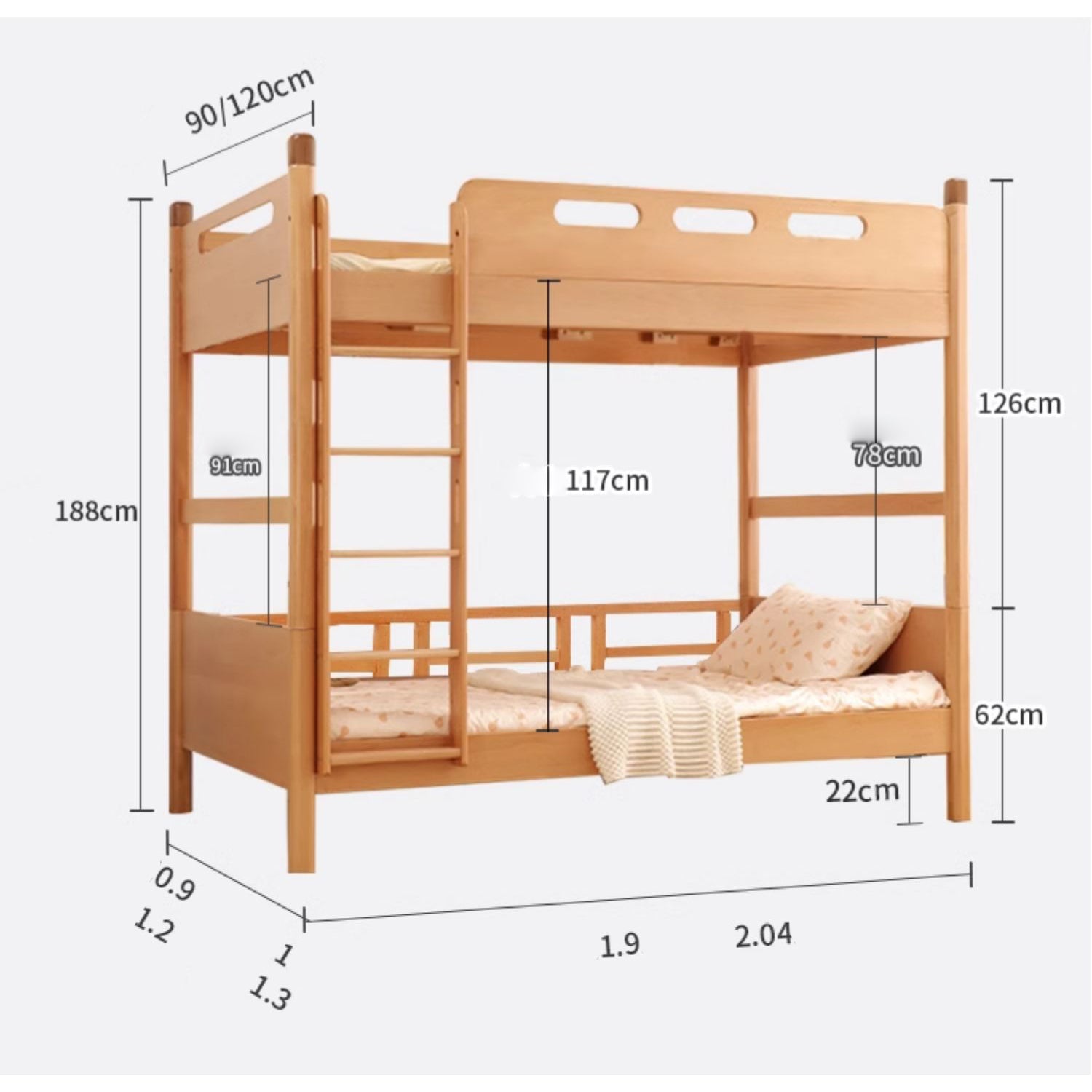 Modern Wooden Bunk Bed for Kids - Durable & Stylish Design for Your Home fslmz-1085