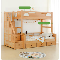 Modern Wooden Bunk Bed for Kids Functional Design with Drawers for Storage fslmz-1088