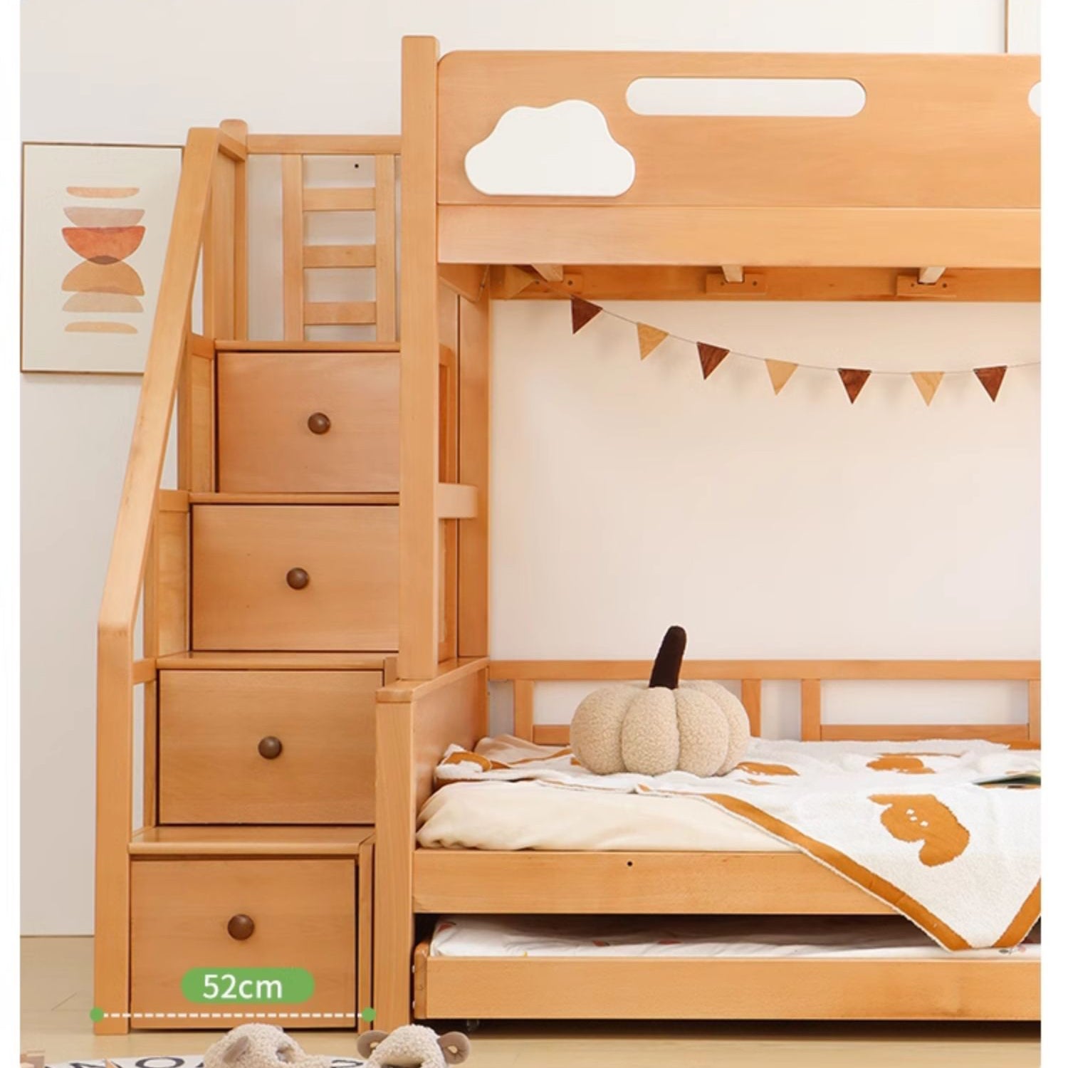 Modern Wooden Bunk Bed for Kids Functional Design with Drawers for Storage fslmz-1088