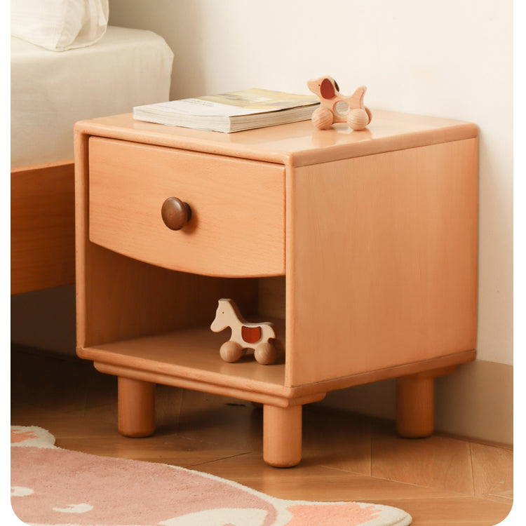 Elegant Natural Beech and Rubber Wood Nightstand – Stylish Storage Solution fslmz-1095