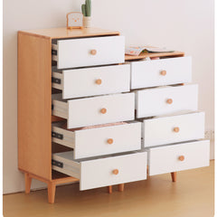 Sleek White Cabinet with Natural Beech Wood Accents - Perfect for Modern Home Decor fslmz-1096