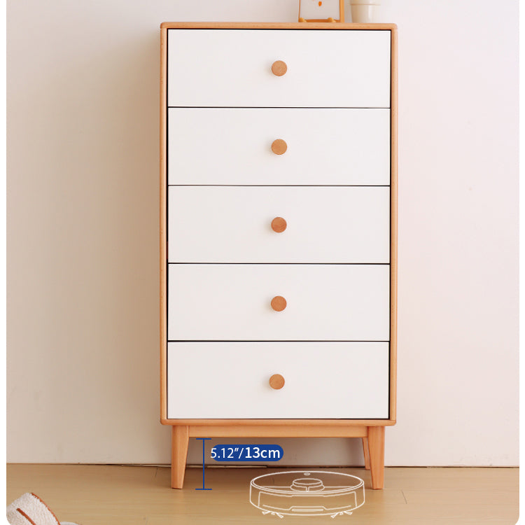 Sleek White Cabinet with Natural Beech Wood Accents - Perfect for Modern Home Decor fslmz-1096