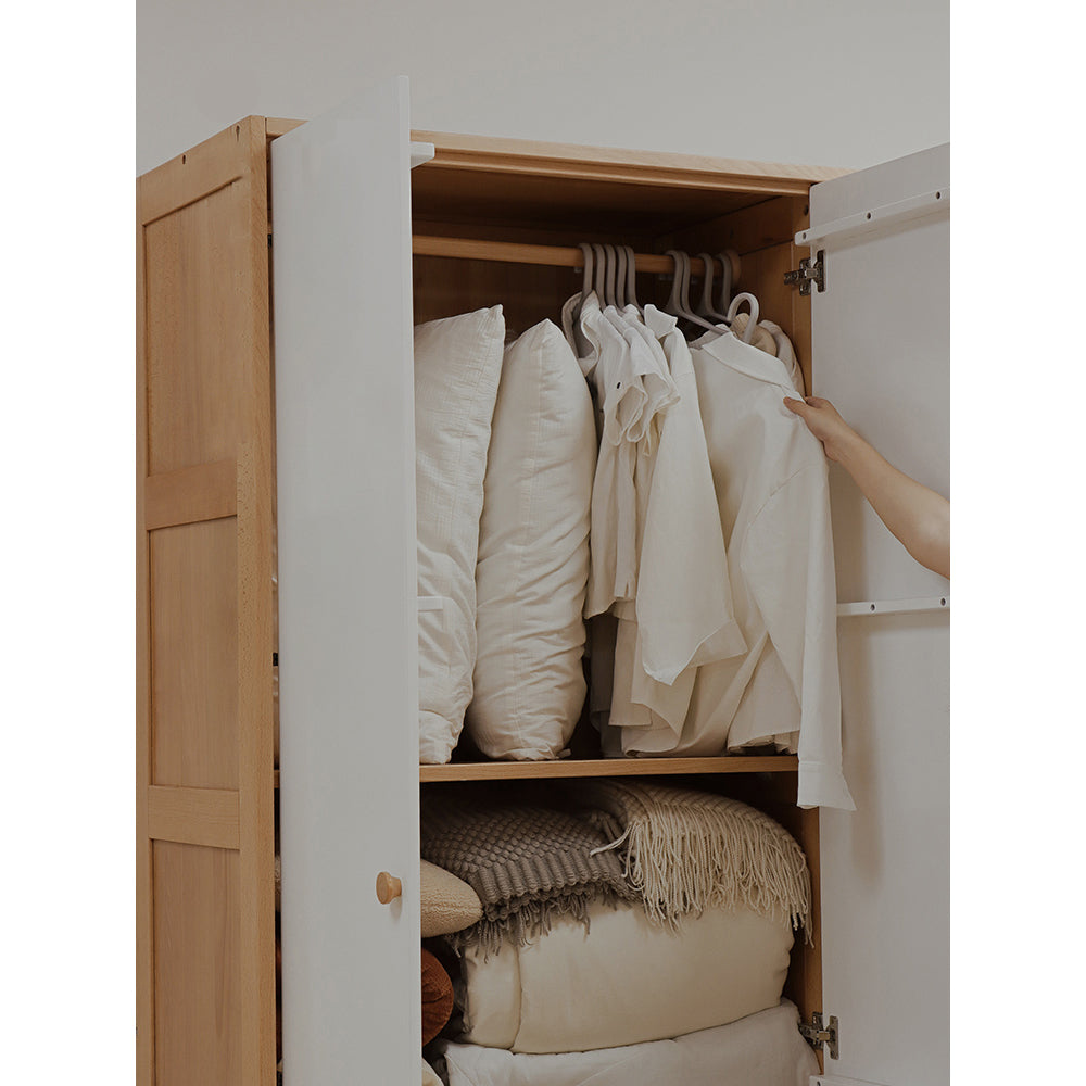 Sleek Modern Wardrobe in Natural Beech Wood Finish fslmz-1097