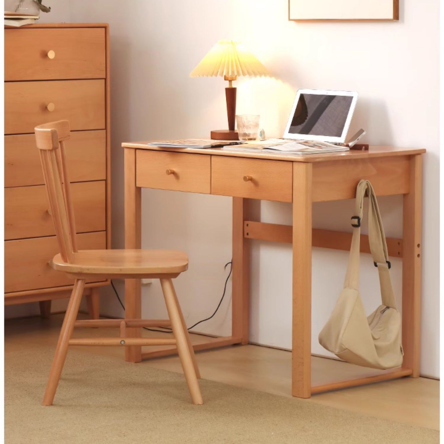 Elegant Natural Beech Wood Desk for Modern Homes fslmz-1100