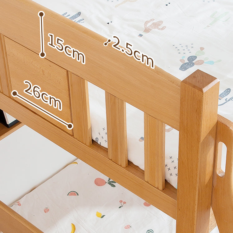 Modern Beech Wood Bunk Bed for Kids in Natural Wood Color with Drawers for Storage fslmz-1103