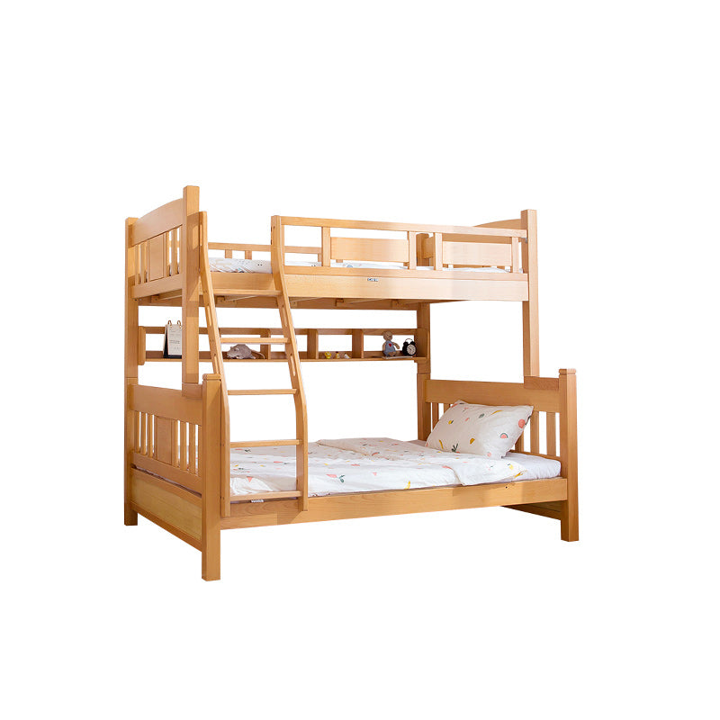 Modern Beech Wood Bunk Bed for Kids in Natural Wood Color with Drawers for Storage fslmz-1103