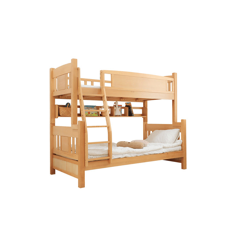 Modern Beech Wood Bunk Bed for Kids in Natural Wood Color with Drawers for Storage fslmz-1103