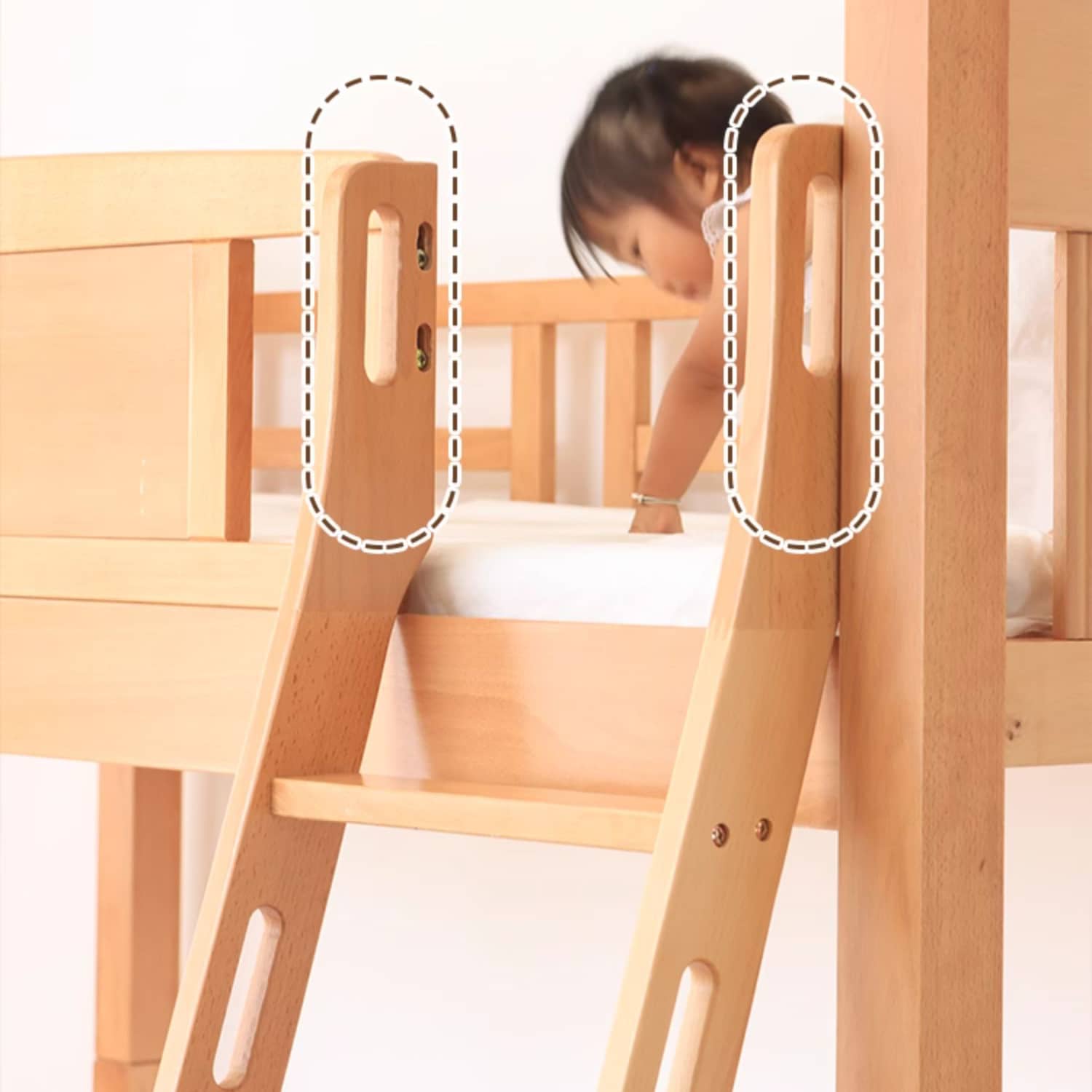 Modern Beech Wood Bunk Bed for Kids in Natural Wood Color with Drawers for Storage fslmz-1103