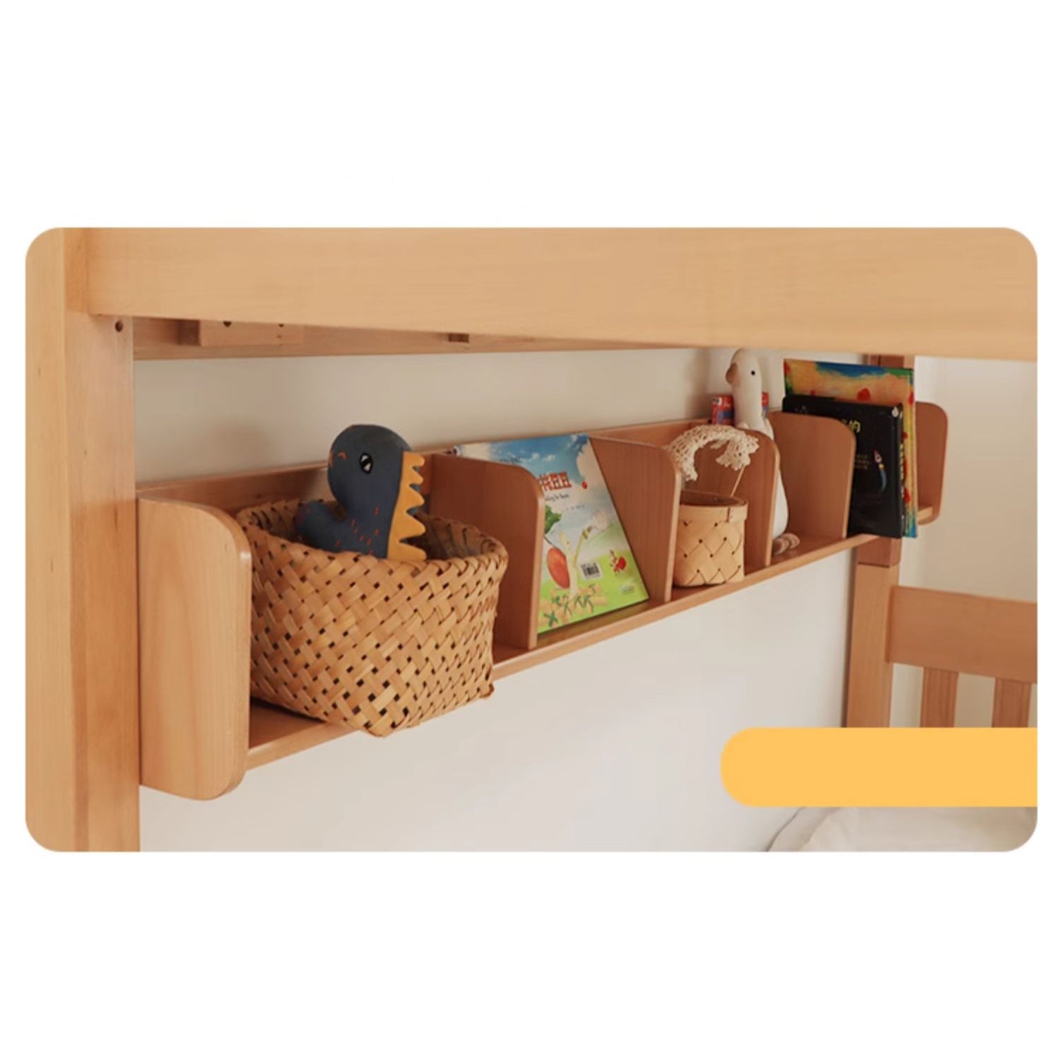 Modern Beech Wood Bunk Bed for Kids in Natural Wood Color with Drawers for Storage fslmz-1103