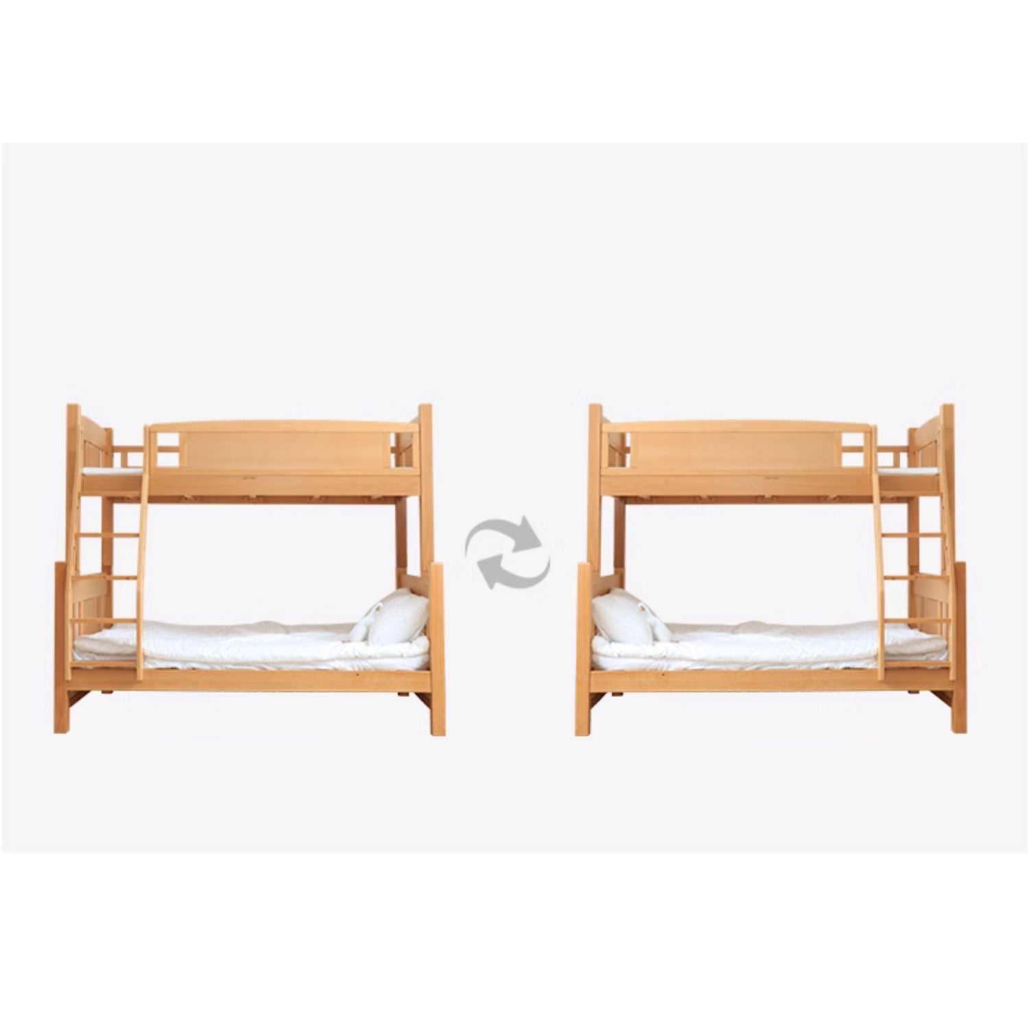 Modern Beech Wood Bunk Bed for Kids in Natural Wood Color with Drawers for Storage fslmz-1103