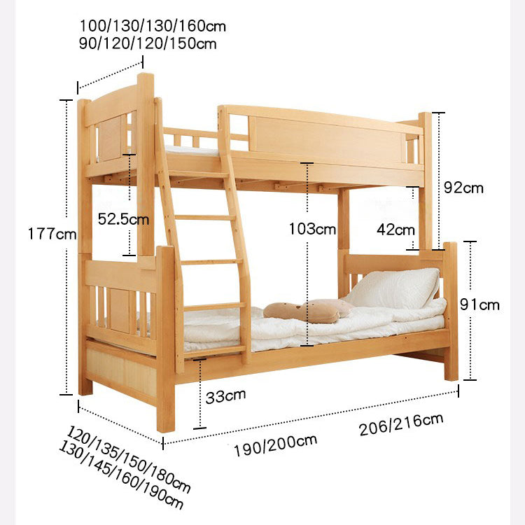 Modern Beech Wood Bunk Bed for Kids in Natural Wood Color with Drawers for Storage fslmz-1103