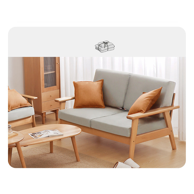 Luxurious White Leathaire Sofa with Natural Beech Wood Frame fslmz-1112