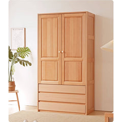 Premium Natural Beech and Rubber Wood Wardrobe for Elegant Home Storage fslmz-1116