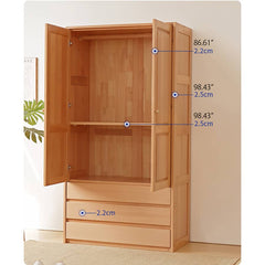 Premium Natural Beech and Rubber Wood Wardrobe for Elegant Home Storage fslmz-1116