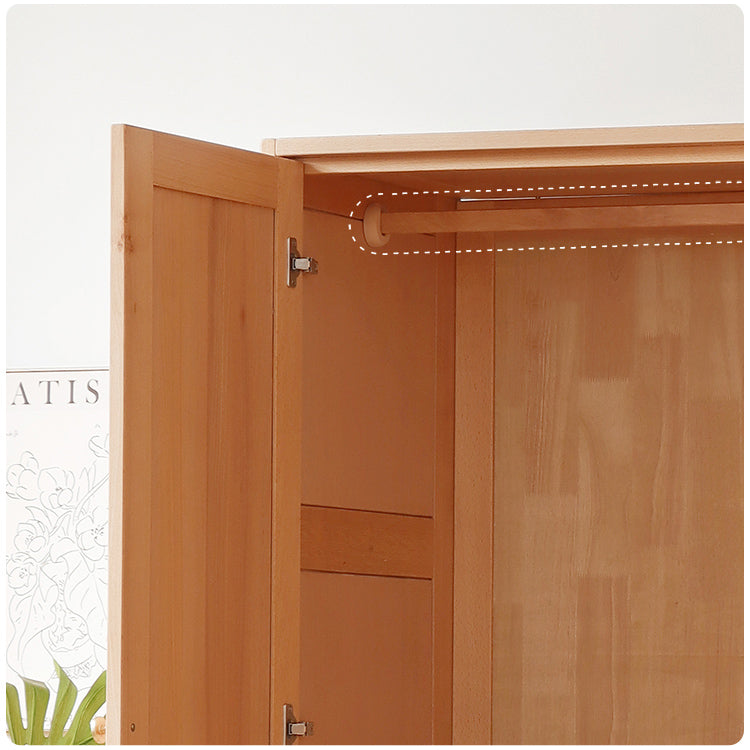 Premium Natural Beech and Rubber Wood Wardrobe for Elegant Home Storage fslmz-1116