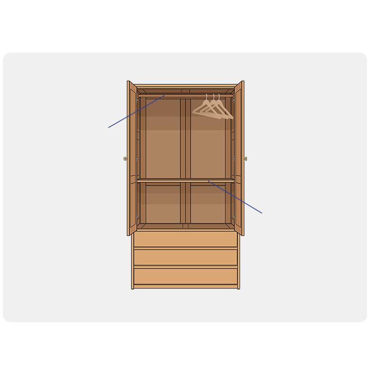 Premium Natural Beech and Rubber Wood Wardrobe for Elegant Home Storage fslmz-1116