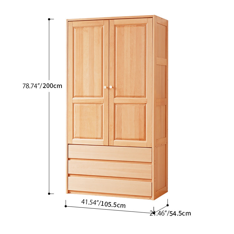 Premium Natural Beech and Rubber Wood Wardrobe for Elegant Home Storage fslmz-1116