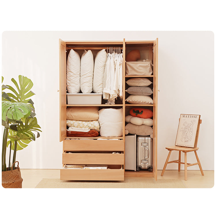 Stylish Natural Beech & Rubber Wood Wardrobe for Modern Living Spaces fslmz-1117