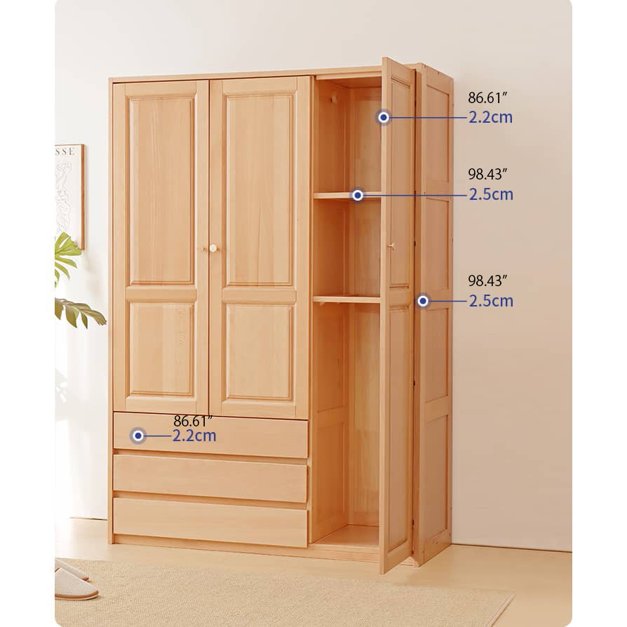 Stylish Natural Beech & Rubber Wood Wardrobe for Modern Living Spaces fslmz-1117