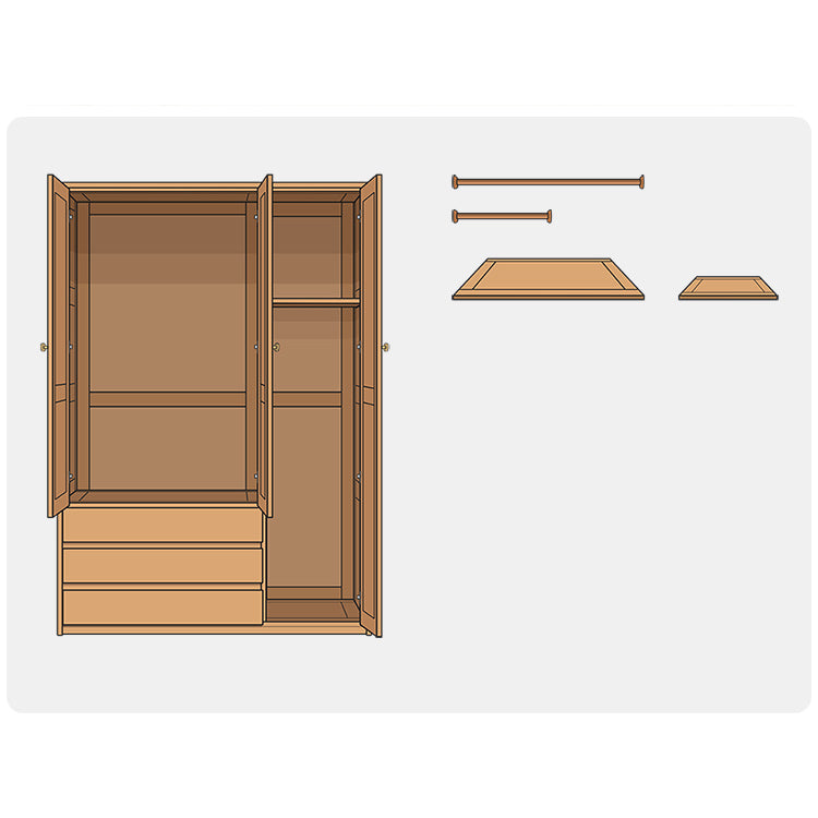 Stylish Natural Beech & Rubber Wood Wardrobe for Modern Living Spaces fslmz-1117