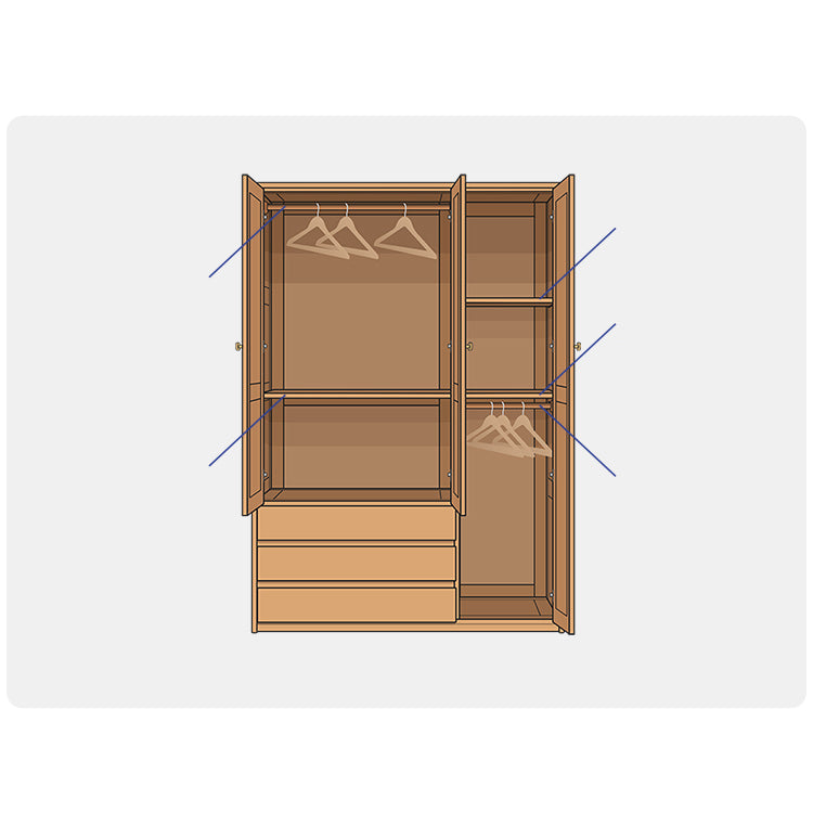 Stylish Natural Beech & Rubber Wood Wardrobe for Modern Living Spaces fslmz-1117