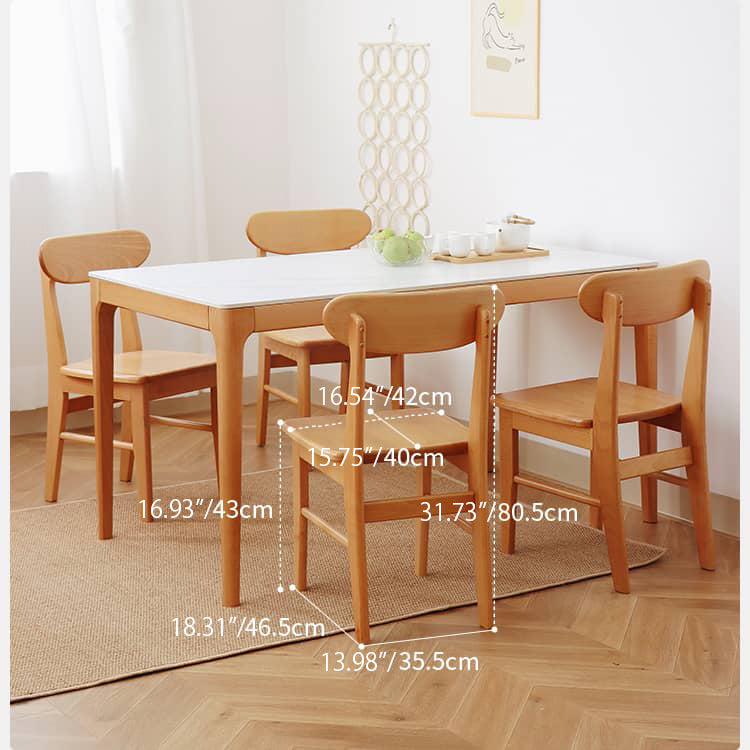 Modern Rectangular Beech Wood Dining Table with Sintered  Stone for 6 fslmz-1118