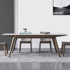 Modern Rectangular Sintered Stone Dining Table with Ash Wood Base for Dining Room fsm-311