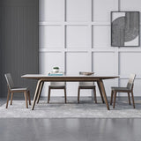 Modern Rectangular Sintered Stone Dining Table with Ash Wood Base for Dining Room fsm-311