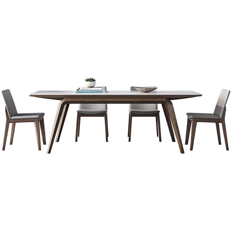 Modern Rectangular Sintered Stone Dining Table with Ash Wood Base for Dining Room fsm-311