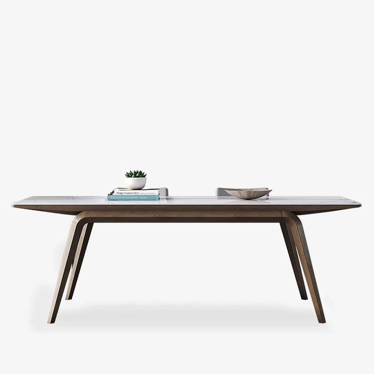 Modern Rectangular Sintered Stone Dining Table with Ash Wood Base for Dining Room fsm-311