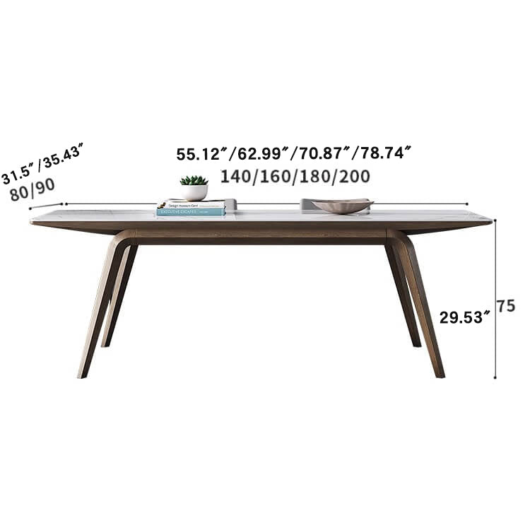 Modern Rectangular Sintered Stone Dining Table with Ash Wood Base for Dining Room fsm-311