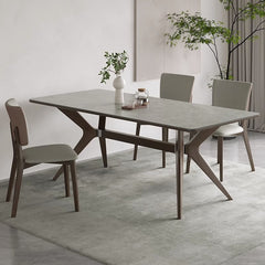 Modern Multi-Material Table with White Sintered Stone and Ash Wood Finish fsm-312