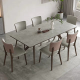 Modern Multi-Material Table with White Sintered Stone and Ash Wood Finish fsm-312