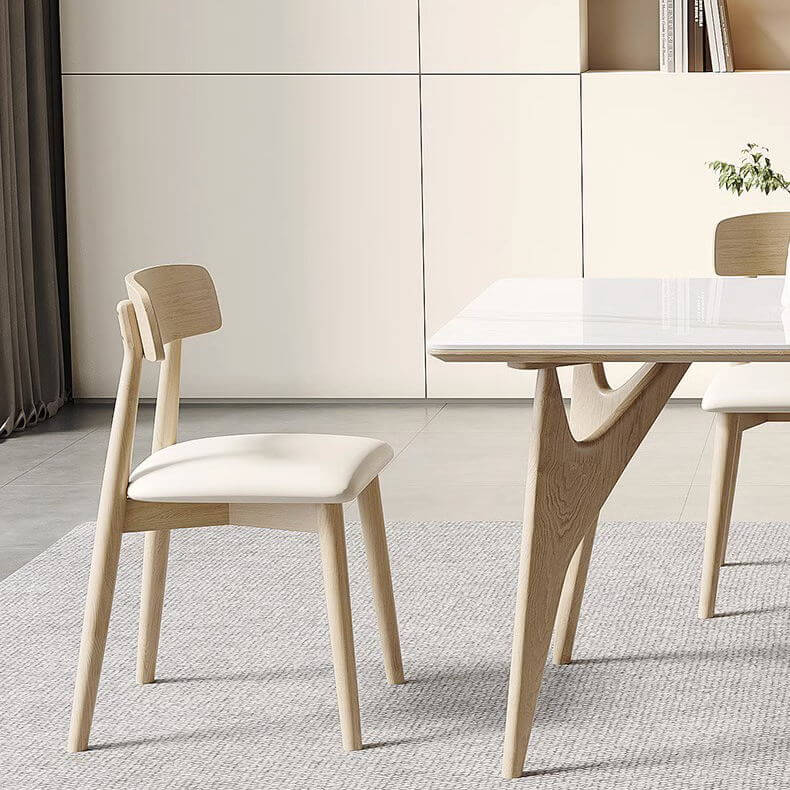 Elegant White Table with Sintered Stone and Ash Wood Multi-Layer Board - Modern Design fsm-313