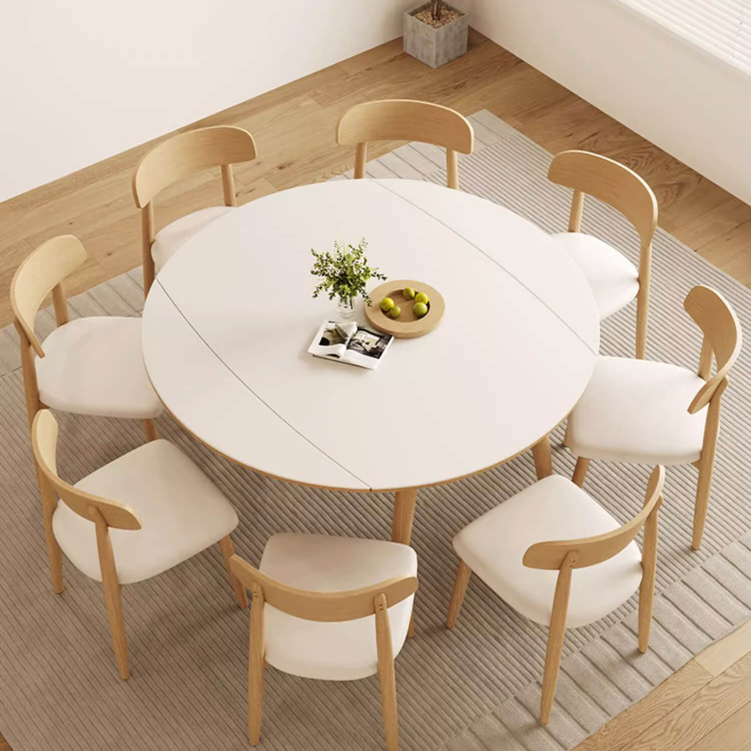 Modern Oak Multi-Layer Board Table with Elegant Sintered Stone Top in Natural Wood, White, and Gray Finishes fsm-314