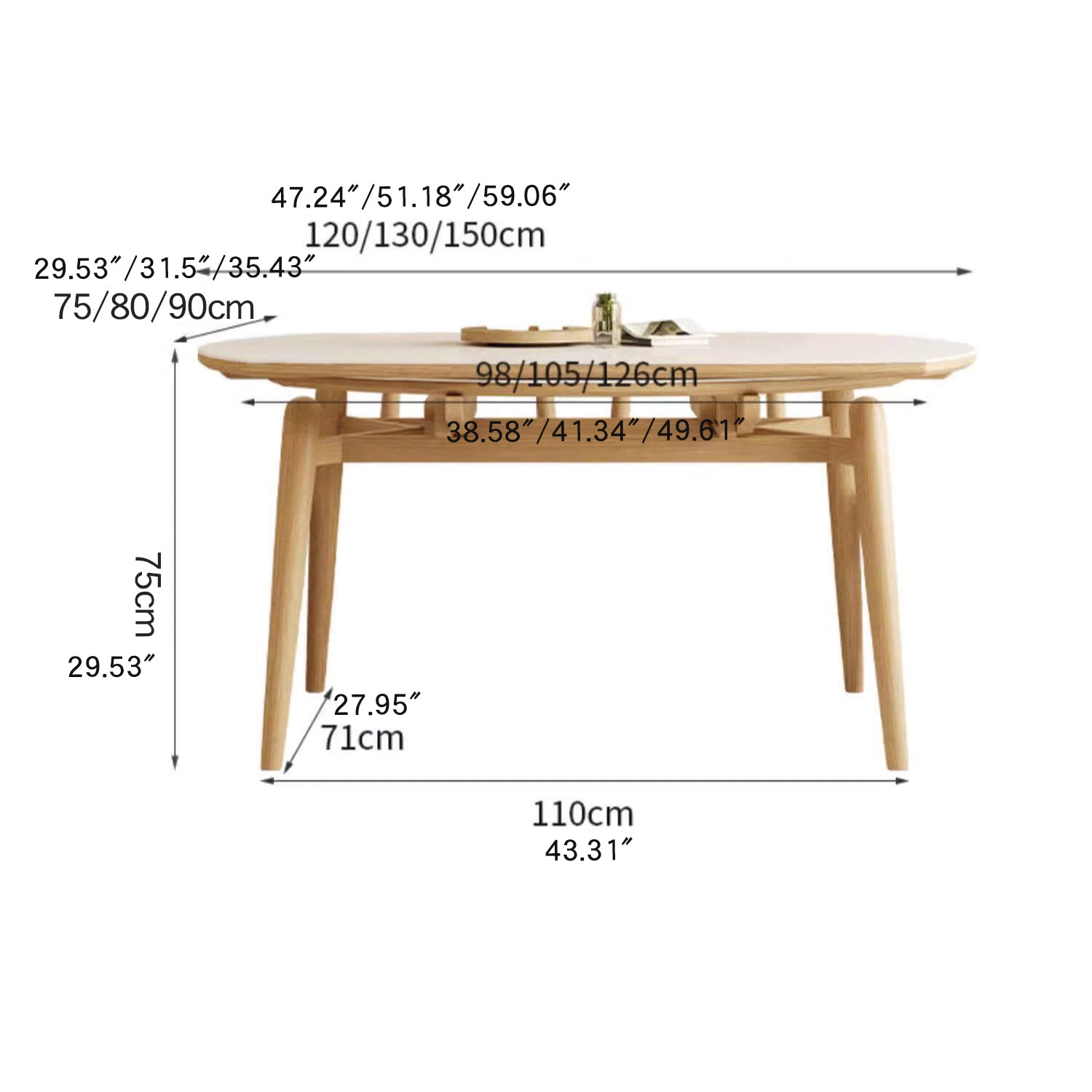 Modern Oak Multi-Layer Board Table with Elegant Sintered Stone Top in Natural Wood, White, and Gray Finishes fsm-314