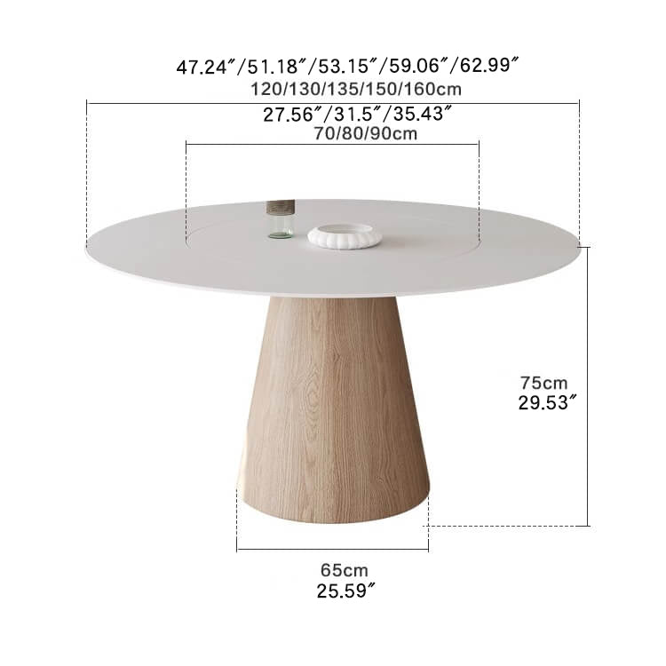 Elegant Natural Wood & Sintered Stone Table - Modern White & Gray Finish with Ash Wood Layers fsm-315