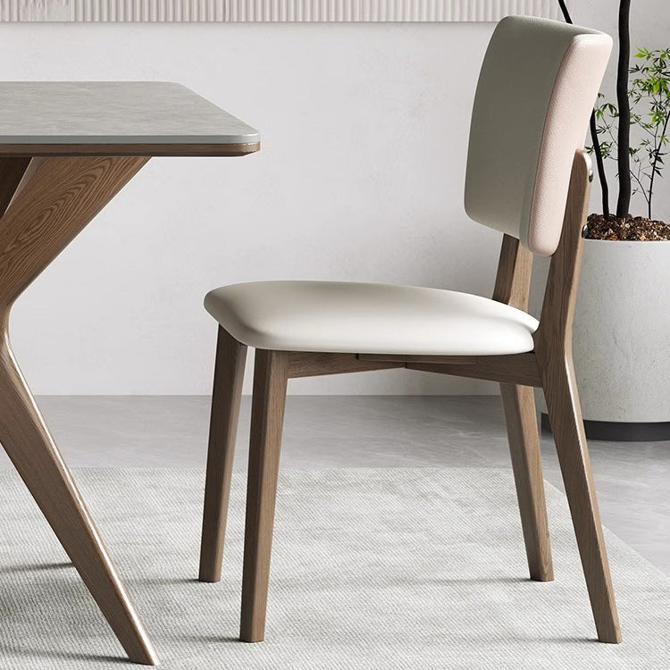 Modern Ash Wood Dining Chair with PU Leather & Foam Filling Upholstery for Dining Room fsm-968