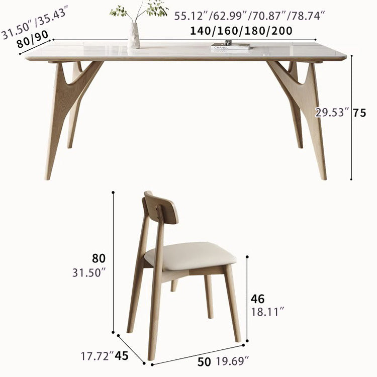 Off White Ash Wood Dining Chair with PU Leather Upholstery – Elegant and Stylish Seating fsm-969