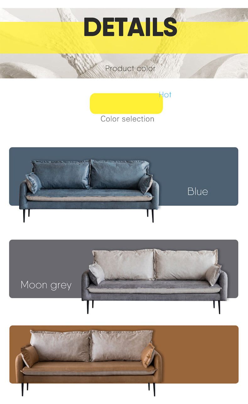 Versatile Gray Blue Sofa with Durable KK Wood Particle Board & Techno Fabric Upholstery fsmy-401