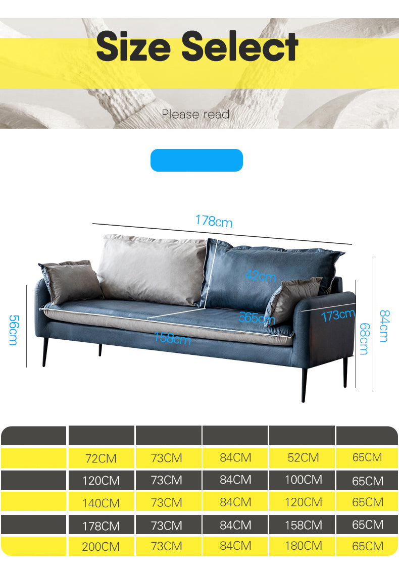 Versatile Gray Blue Sofa with Durable KK Wood Particle Board & Techno Fabric Upholstery fsmy-401