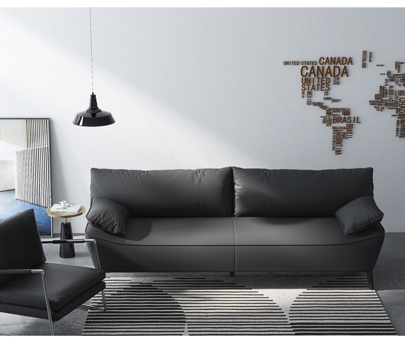 Modern Sofa with Ottoman in Techno Fabric and Wooden Base - Durable Particle Board Frame fsmy-402