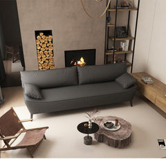 Modern Sofa with Ottoman in Techno Fabric and Wooden Base - Durable Particle Board Frame fsmy-402