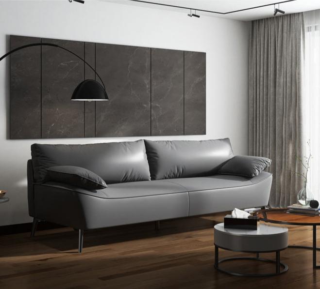 Modern Sofa with Ottoman in Techno Fabric and Wooden Base - Durable Particle Board Frame fsmy-402