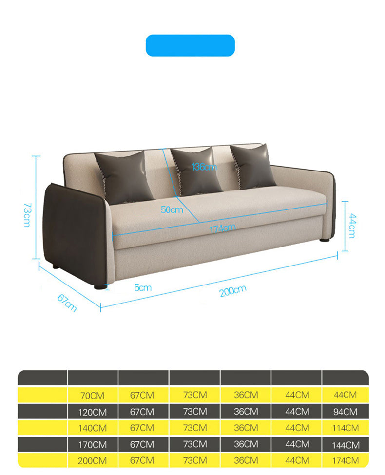 Stylish Gray and Orange Techno Fabric Sofa with Wood Accents - Perfect for Modern Homes fsmy-404