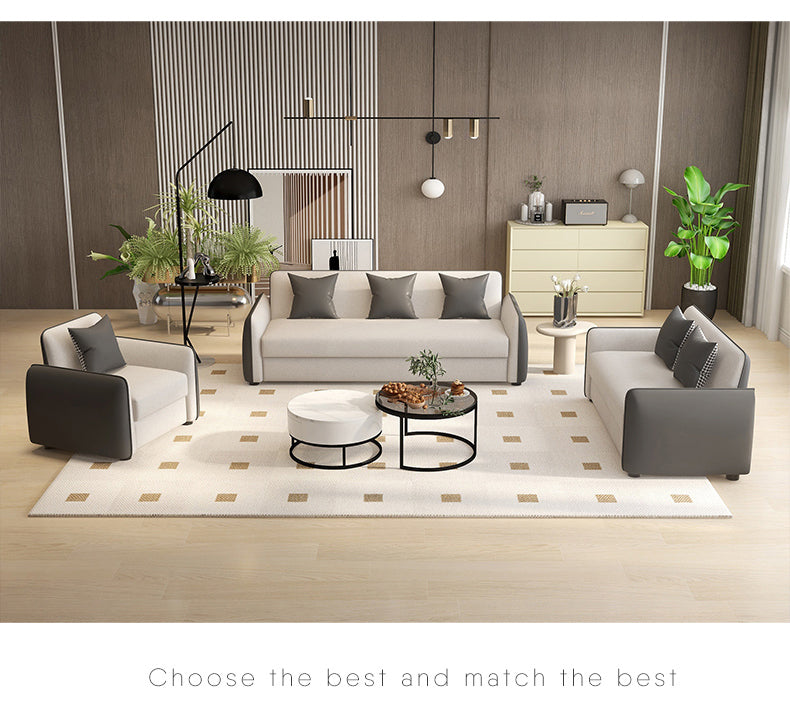 Elegant Scratch-Resistant Wood Particle Board Sofa - Black, Off White, Brown & Green fsmy-405