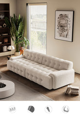 Stylish Multi-Color Sofa: Light Gray, Green, White, Blue with Wood and Faux Lambswool Finish fsmy-449